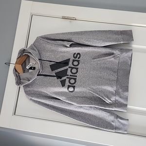Adidas gray with black front logo hoodie sweatshirt!